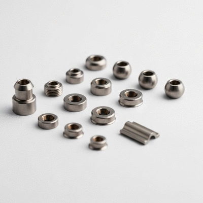 Close-up of dental implant materials like titanium, with a focus on biocompatibility